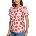 thumbnail image 5 of Yiaed Strawberry Print Women's T Shirt V-Neck Short Sleeve Shirt Casual Breathable Tee Summer Tops-Large, 5 of 5