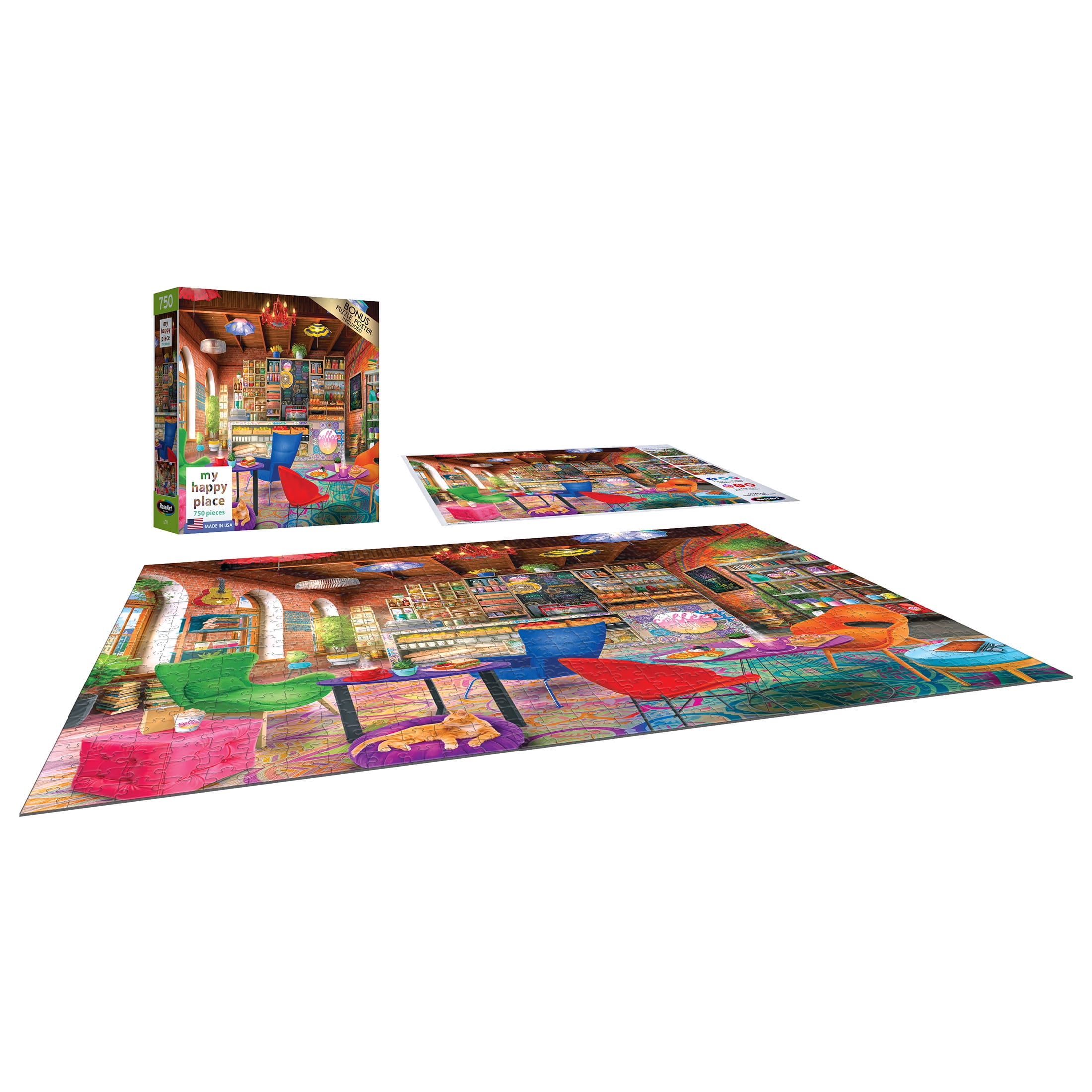 RoseArt My Happy Place - Boho Coffeshop - 750 Piece Jigsaw Puzzle