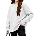 thumbnail image 3 of Falkdiz Warm Shirts for Girls Comfy Long Sleeve With Mitten-Style Cuffs Tops Outdoor Winter Daily Crew Neck Casual Girls Pullover , White , Size: 15-16 Years, 3 of 8