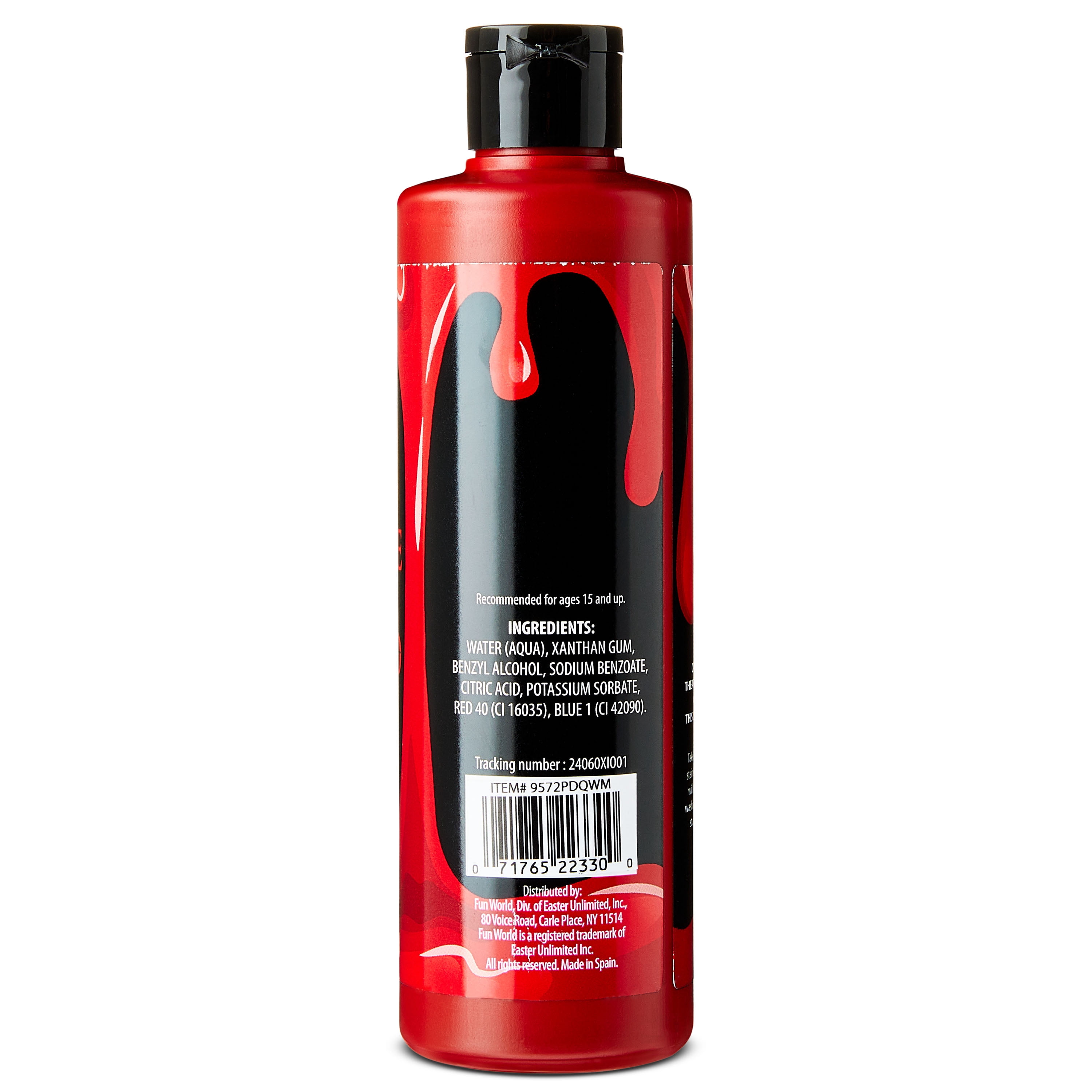 Bottle of Prop Blood Halloween Decoration, by Fun World, 13.5 fl oz