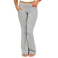 thumbnail image 2 of Admvng Womens Flared Pants Solid Casual Elastic Waist Yoga Workout Pants, 2 of 9