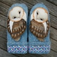 thumbnail image 1 of Cute Cartoon Owls Hand Knitted Wool Nordic Mittens, 1 of 3