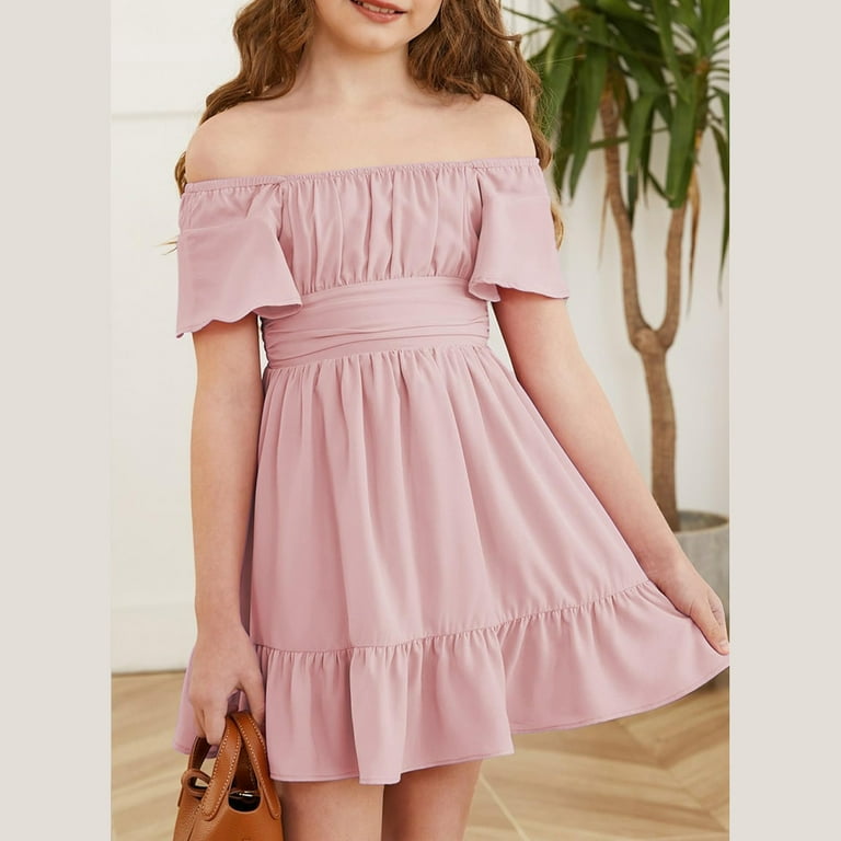TQWQT Light pink Dresses for Girls Summer Off Shoulder Girls Dresses Size 12-13 Tie Back Dresses Cute Kids Square Neck School Dress Plain Tween Girls Clothes - Walmart.com TQWQT Light pink Dresses for Girls Summer Off Shoulder Girls Dresses Size 12-13 Tie Back Dresses Cute Kids Square Neck School Dress Plain Tween Girls Clothes - Walmart.com