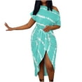thumbnail image 1 of Robe d'Été Rayée Sans Épaules pour Femmes Manches Courtes Polyester Mode Imprimée pour Vacances Travail Maison Printemps Légère Confortable, 1 of 8