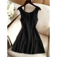 thumbnail image 1 of Vestido Mini Sin Mangas Con Lazo Y Volantes En Negro, 1 of 30