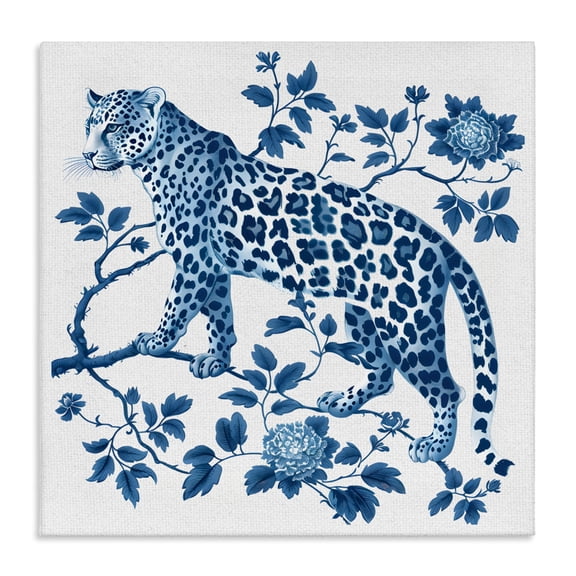 Traditional Ornate Floral Leopard Canvas Wall Art, design by Lettered and Lined