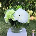 thumbnail image 3 of Enova Home Artificial Flowers Mixed Silk Cream Green Peony and Hydrangea Fake Flowers Arrangement in Cylinder Glass Vase with Faux Water for Home Office Wedding Decoration, 3 of 6