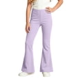 thumbnail image 2 of Resicozy Girls Flare Leggings School Uniform Pants for Kids High Waist Bell Bottom Yoga Dance Pant 3-15 Years Light Purple 120, 2 of 3