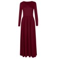 thumbnail image 6 of Rejlun Ladies Maxi Dresses Crew Neck Dress Solid Color Swing Sexy Holiday Wine Red 3XL, 6 of 8