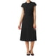 thumbnail image 2 of Vestido plisado de mujer Inspire Chic con cuello simulado, mangas cortas, cinturón y corte A, talla XL, color negro, 2 of 6
