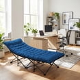 thumbnail image 2 of Simenmax Folding Camping Cot with Mattress, Heavy Duty Portable Bed for Adults, Quick Setup Travel Cot for Guest or Outdoor Use, Blue, 2 of 7