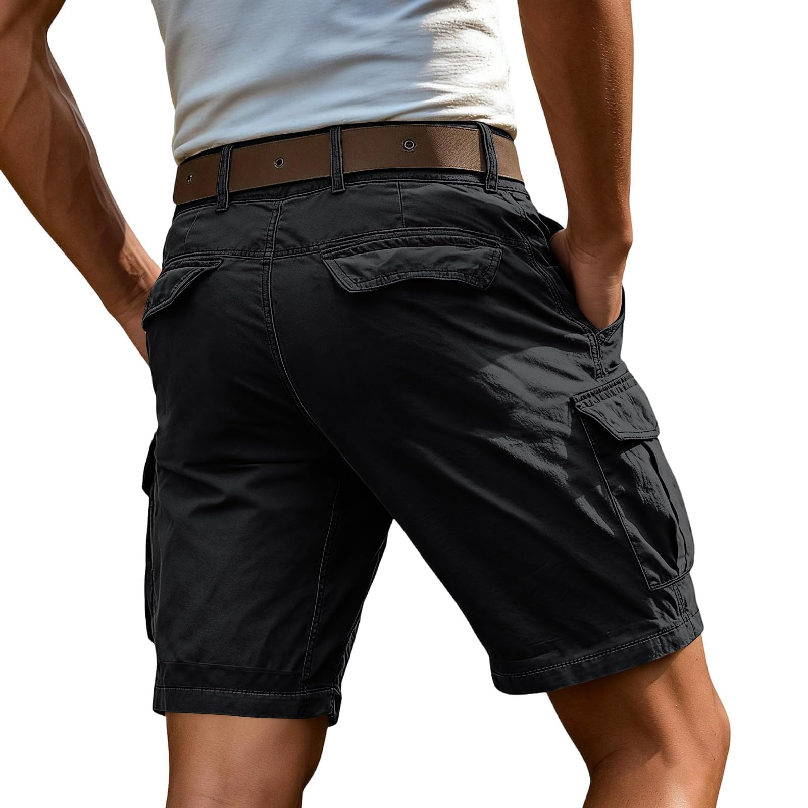 Wearcinder Mens Twill Cargo Shorts with Pockets