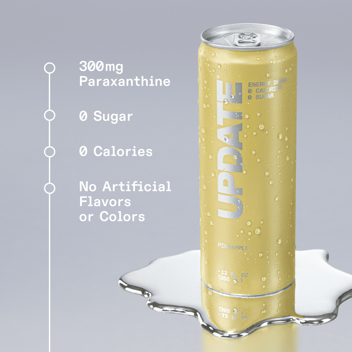 UPDATE Zero Sugar Energy Drink, Pineapple, 12 fl oz Can