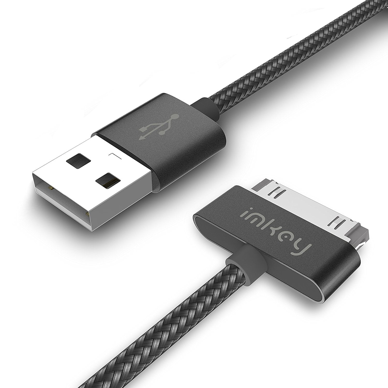 IMKEY Premium 6.5 Feet Tangle-Free Braided USB to 30 Pin Sync Data Fast Charging Cable for Samsung-Galaxy Tab 2 10.1 7.0 7.7 8.9 Samsung Galaxy Tab Cable Gray 