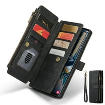 Dteck Wallet Case for Samsung Galaxy S24,Magnetic Retro Leather Case Flip Folio Zipper Purse with Card Holder Slot Kickstand Shockproof Phone Cover for Samsung Galaxy S24 5G,Black