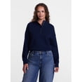 thumbnail image 2 of Scenario Women's and Women's Plus Waffle Knit Button Top with Long Sleeves, Sizes XS-4X, 2 of 6