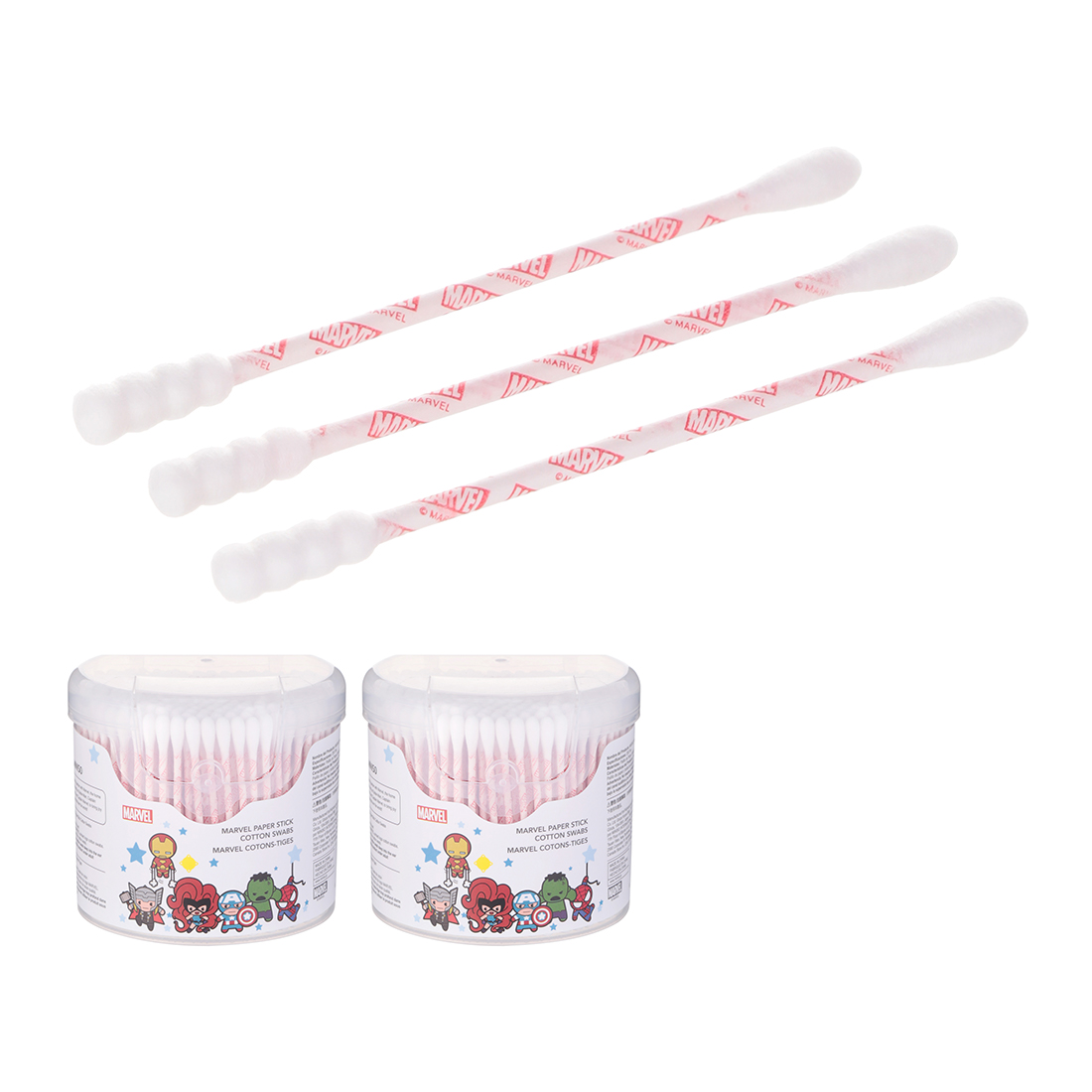 MINISO MARVEL Paper Stick Cotton Swabs, 250 Count Cotton Ear Buds for