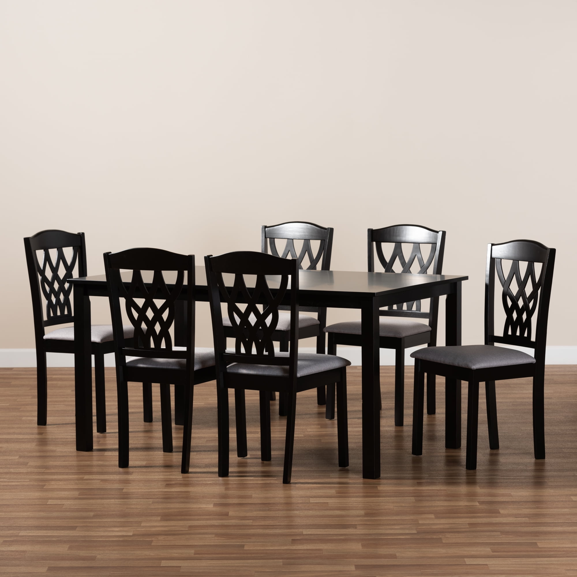 Baxton Studio Salem Modern Dining Set, 7-Piece, Dark Brown