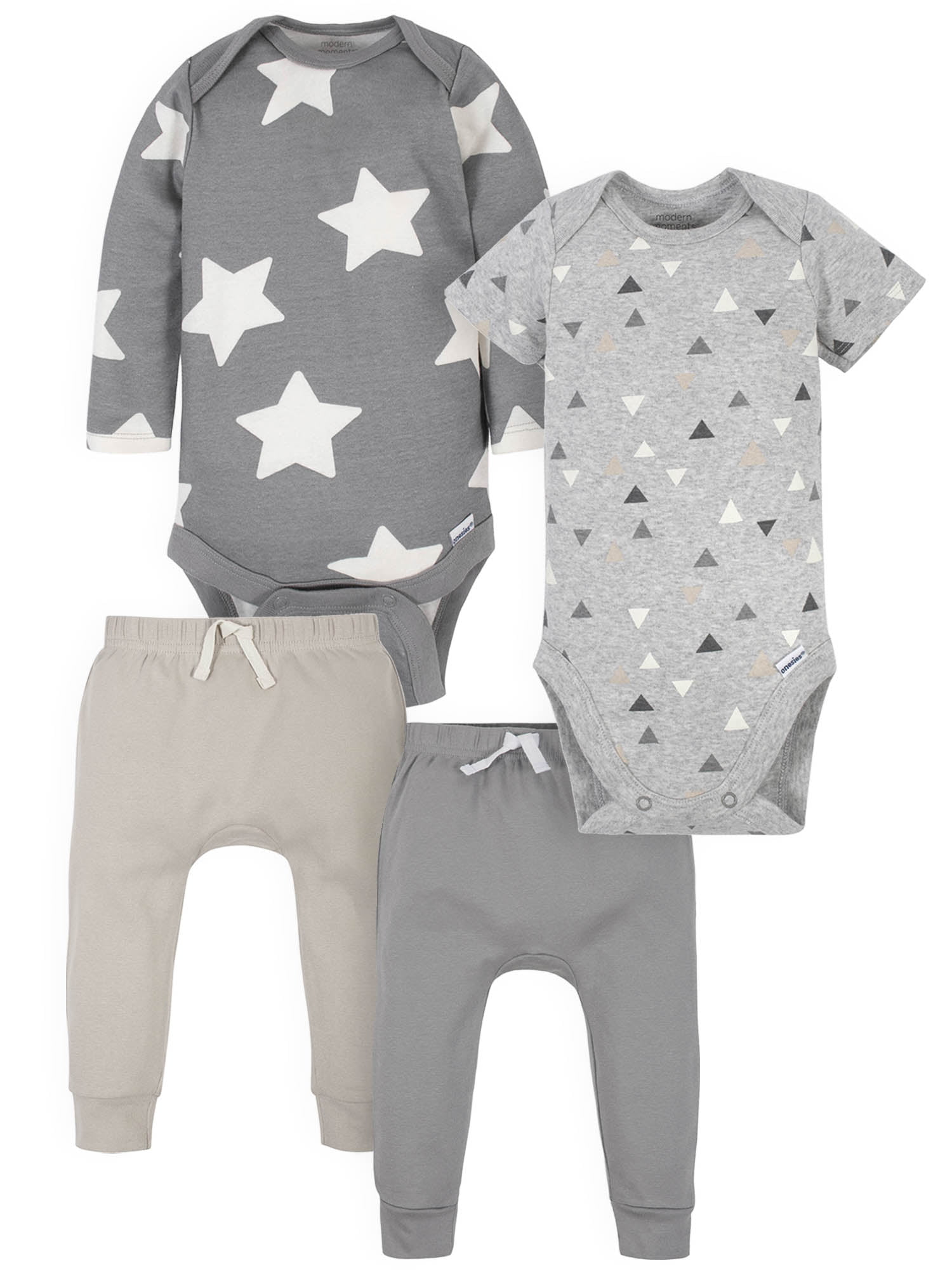 Modern Moments by Gerber Baby Boy Bodysuits and Pants Outfit Set, 4 ...
