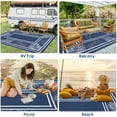 thumbnail image 5 of HOMERRY Geometric Leaf Border Outdoor Rug Straw Plastic Area Rug for Balcony Pool RV Waterproof Reversible Carpet, Navy/White, 8'x 10', 5 of 7