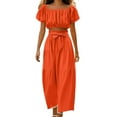 thumbnail image 1 of Conjunto moderno para el día: top con cuello cuadrado y mangas abullonadas y pantalones de pierna ancha - Poliéster - Ropa informal/de vacaciones, 1 of 8