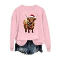 thumbnail image 4 of SYMOID Womens Pink Highland Cow Holiday Sweatshirt - Oversized Loose Fit Long Sleeve 100% Polyester Machine Washable Santa Hat Christmas Graphic,Size XL, 4 of 6
