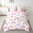 thumbnail image 2 of Manfei Graffiti Watercolor Rainbow 7pcs Bedding Comforter Set,Cute Cartoon Stars Queen Bedding Sets,Pink Purple Yellow White Queen Sheet Sets For Princess,Ultra Soft Home Decor Reversible, 2 of 8