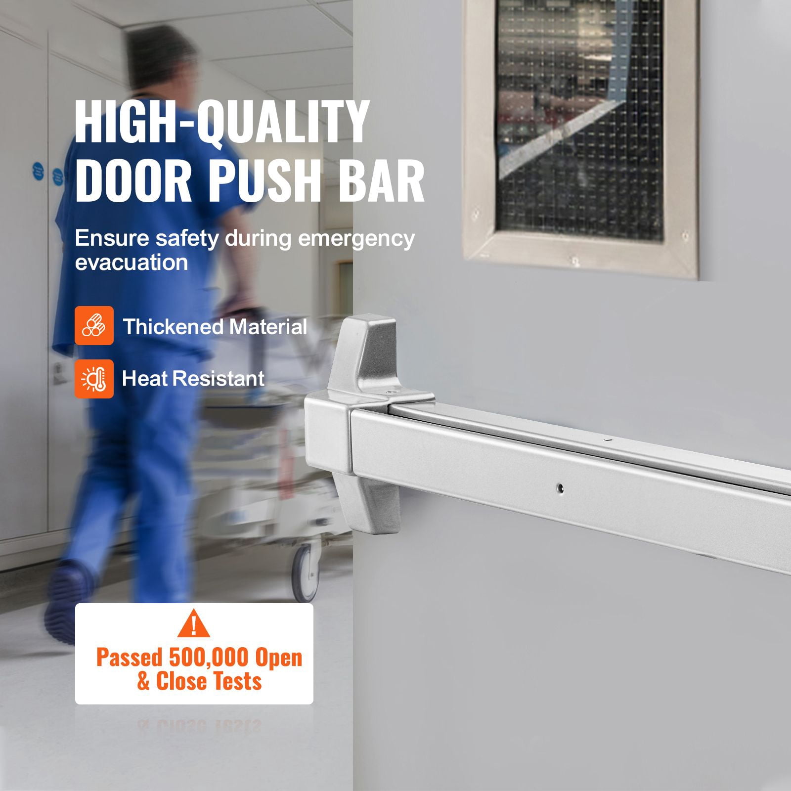 Heavy-Duty Push Bar Panic Exit Device with Carbon Steel, 27.5" Length, for Wood/Metal Emergency Doors