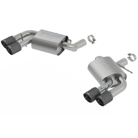 Borla 11920CF S-Type Axle-Back Exhaust System; 2.75in. Into Muffler Dual 2.5in. Out; Incl. Mufflers/Tailpipes/Clamps/4x6.25 in. Carbon Fiber Round Tips; Dual Split Rear Exit;