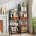 thumbnail image 5 of Furologee 5 Tier Ladder Shelf, Narrow Ladder Bookcase with Drawer, Storage Shelves Organizer for Bedroom, Living Room, Bathroom, Home Office, Rustic Brown, 5 of 8