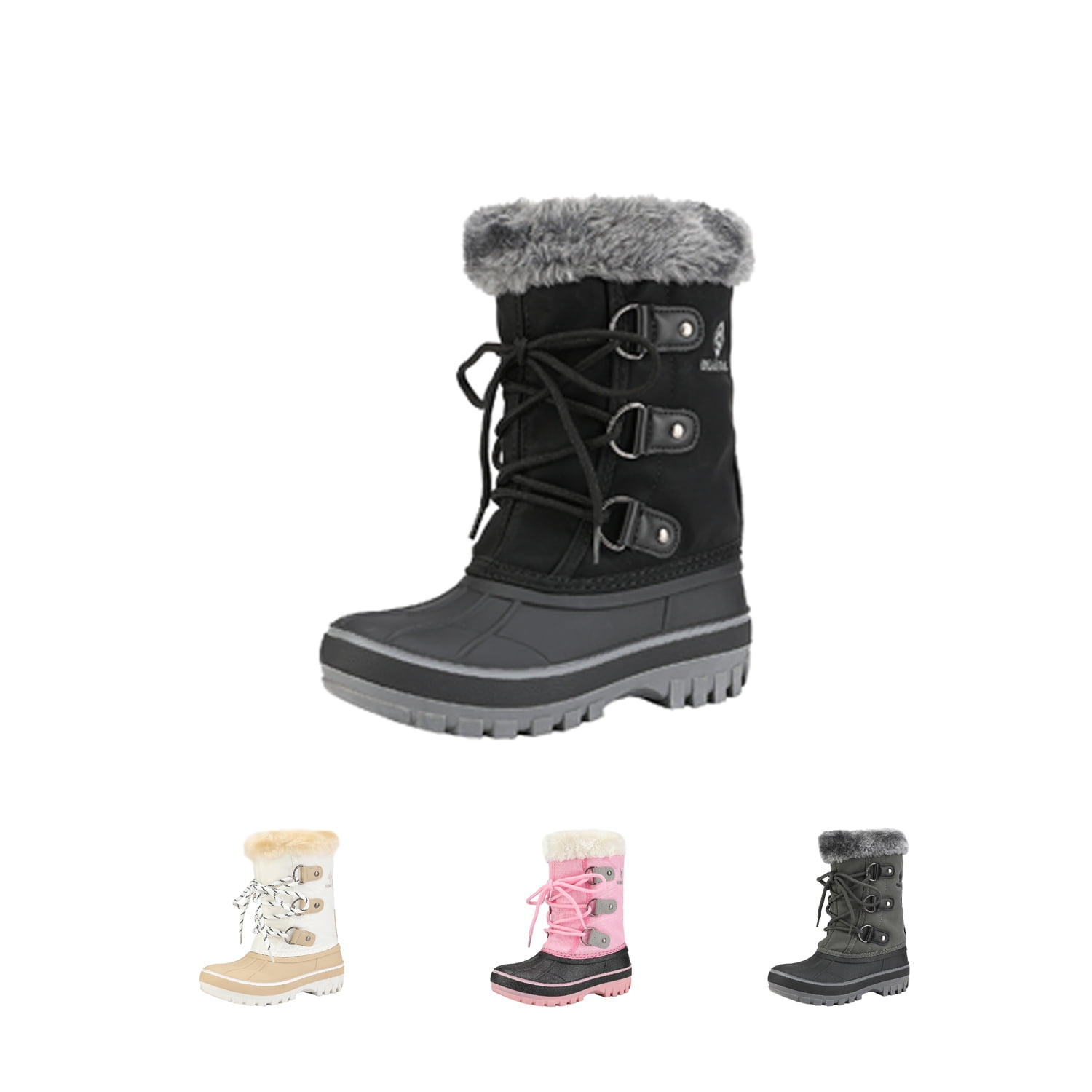 Toddler/Little Kids Tobfis Baby Girls Faux Fur Lining Kids Warm Non Slip Winter Ankle Snow Boots 