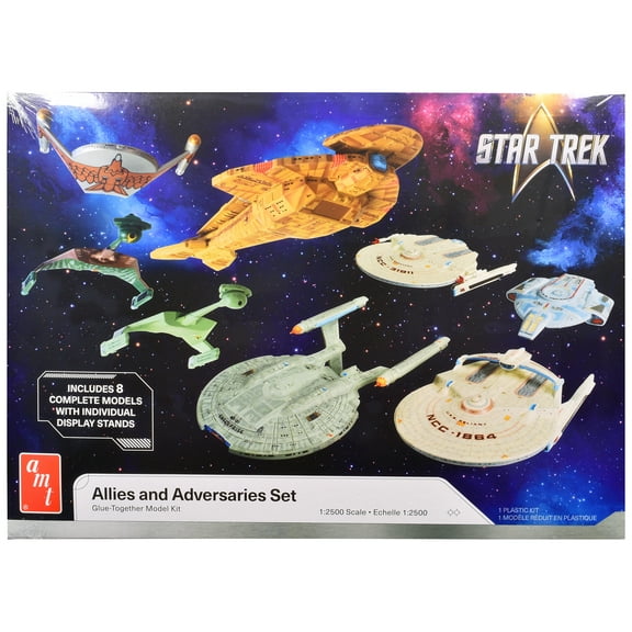 Skill 2 Model Kit Allies and Adversaries Space Ship Set "Star Trek" Franchise 1/2500 Scale Model by AMT