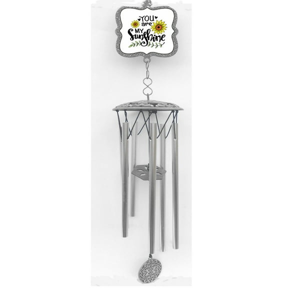 Card It 20.5" Gray and White "You Are My Sunshine" Wind Chime