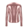 thumbnail image 6 of Ounisa Womens Metallic T-Shirt Round Neck Long Sleeves Shining Disco Tee Top, 6 of 7