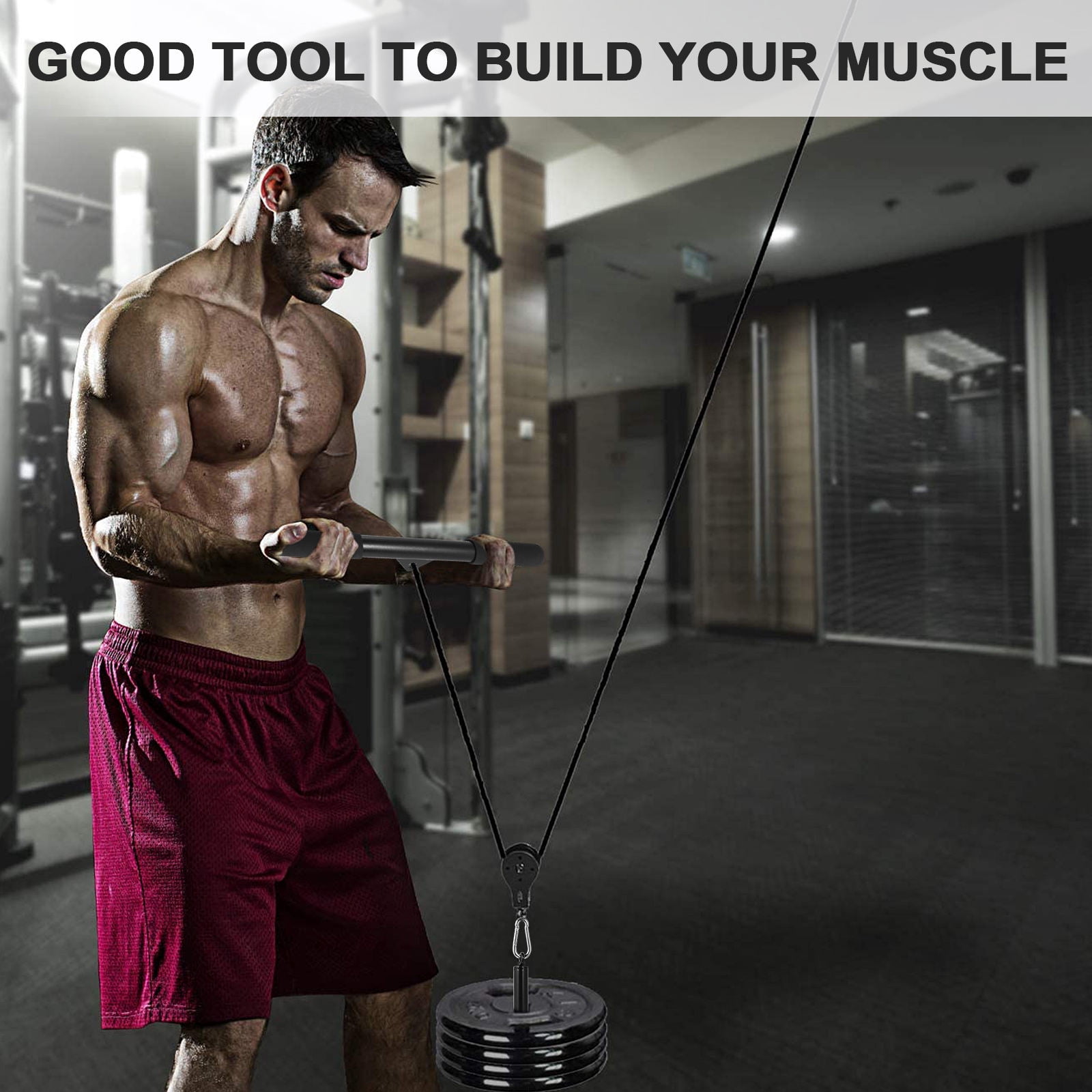 OULII Black Fitness Pull Rod for Home Gym Workouts - Multi-Use Bicep, Back, and Arm Strength Training Accessory