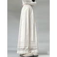 thumbnail image 5 of Women'S High Wide Leg Pants with Eyelet Embroidery Elastic Waist Lace Trim S, 5 of 8