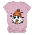 thumbnail image 5 of enyan Pumpkin Printed Cute T Shirts Orange Graphic Tops Fall Tee Fashion Halloween Shirt Women Pink,L, 5 of 6