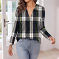 thumbnail image 5 of Women's Fashion Athleisure Long-Sleeve Plaid Print Stand-Collar Polo Shirt Top, Comfortable & Skin-Friendly & Breathable, Gifts for Women, 5 of 5