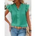 thumbnail image 5 of Women'S Blouses Dressy Boho Casual Ruffle Short Sleeve Tops Business Outfits Ladies Summer Trendy Work Shirts Green XL, 5 of 8