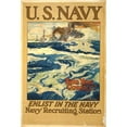 thumbnail image 2 of Henry Reuterdahl 13x18 Black Ornate Wood Framed Double Matted Museum Art Print Titled - U.S. Navy - Help Your Country! Enlist in the Navy (1917), 2 of 5