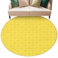 thumbnail image 2 of 7Ft Round Rug, Yellow Morocco Non-Skid Rubber Backing Large Area Rugs - Living Room Bedroom Home Office, Geometric Leaf Diamond Lattice Abstract Indoor Floor Mat Carpets Washable Rug, 2 of 9