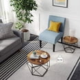 thumbnail image 5 of Round Coffee Table Set of 2 Living Room Tables Side End Table with Steel Frame for Bedroom Rustic Brown and Black, 5 of 9