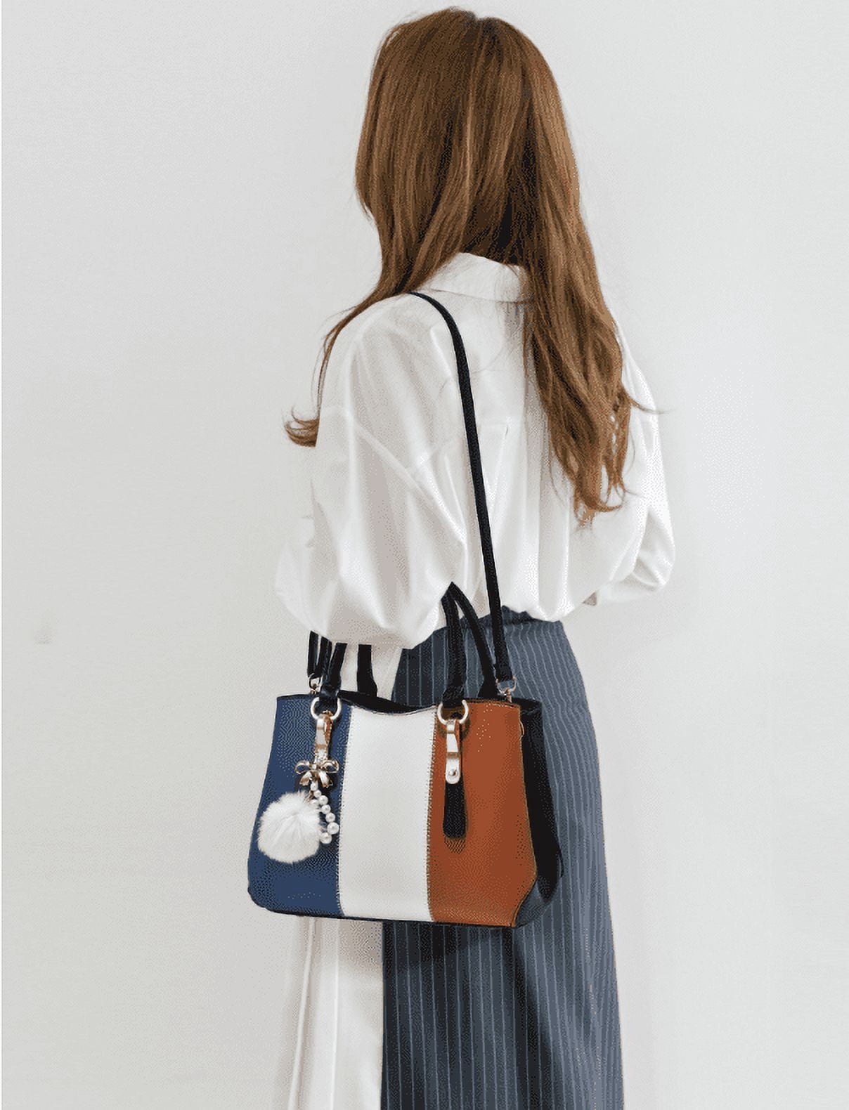 Purses and Handbags Top Handle Satchel Shoulder for Women's Large Capacity Color Block Messenger Tote Bags