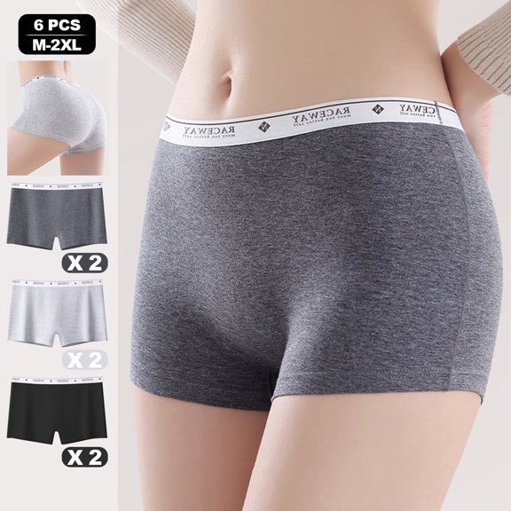Women's Underwear Cotton Boyshort Panties Full Coverage Boxer Shorts Briefs Cheeky Panty 6PCS