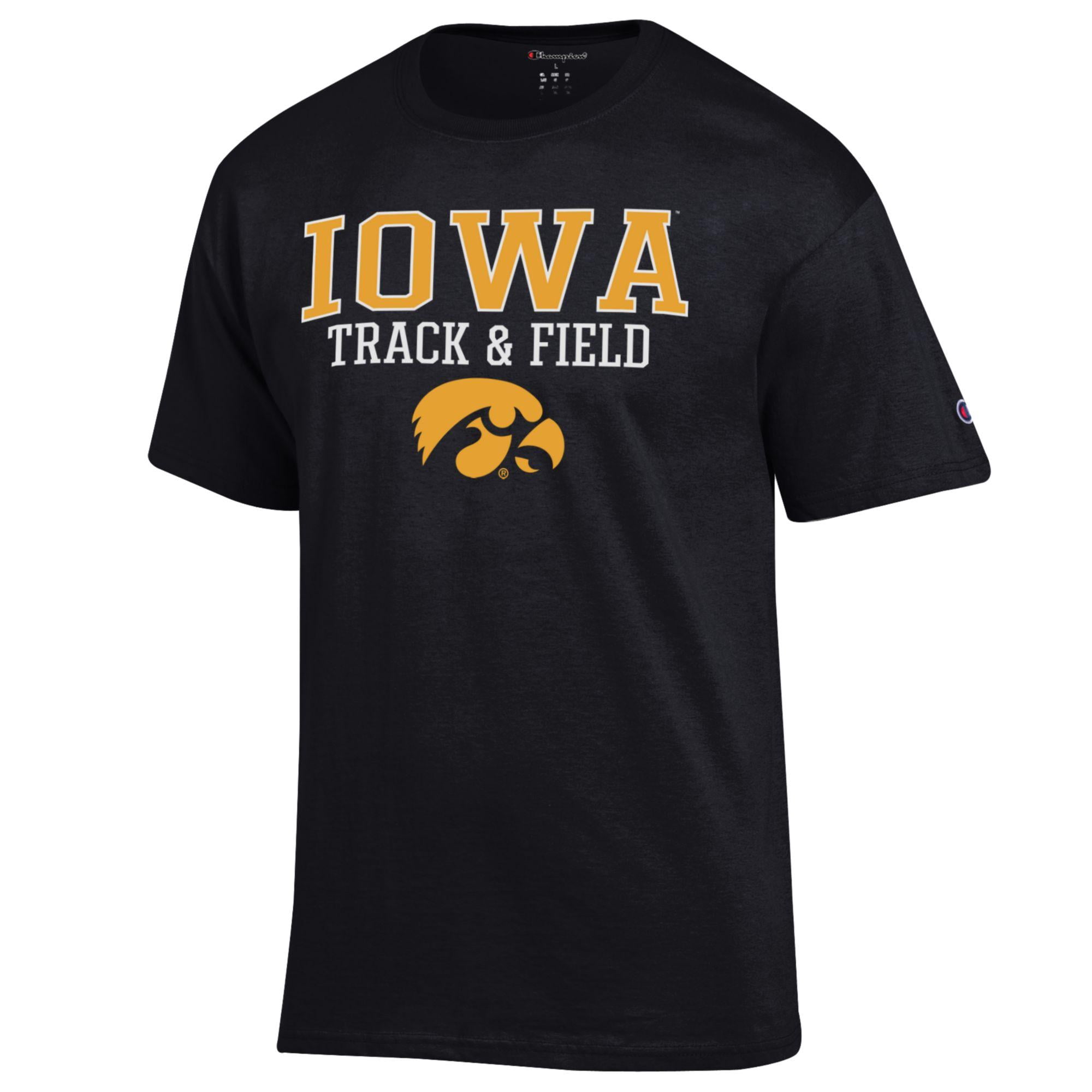 Men's Champion  Black Iowa Hawkeyes Track & Field Stack T-Shirt