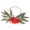 thumbnail image 3 of Sharprepublic Wood Bead Floral Wreath Artificial Flower Wreath Birthday Gift Front Door Floral Red, 3 of 8
