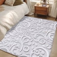 thumbnail image 4 of Area Rugs 2.7'x5', Floral Patterns Carpet for Living Room Bedroom Dining Room, Silver White Flowers Leaves Aesthetic Throw Kitchen Rugs Non Slip Washable Rectangle Indoor Outdoor Rugs, 4 of 8