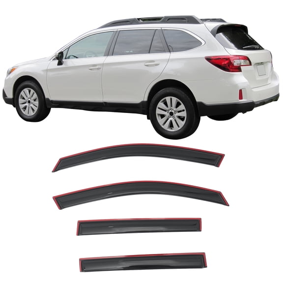 Ikon Motorsports In Channel Window Visors, Compatible with 2015-2019 Subaru Outback, Acrylic Black Rain Guards, Side Window Wind Deflectors 4PC