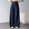 thumbnail image 4 of Women's Wide Leg Trousers, Draping Casual Work Pants, High Waist Flowy Palazzo Pants for Office, Commute, Daily Wear and Versatile Outfits Dark Blue M, 4 of 7
