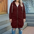 thumbnail image 4 of Women's Full Zip Plus Size Hoodie - Long Oversized Fleece Lined Sweatshirt, Fall Winter Hooded Jacket with Pockets, Long Sleeve Warm Outfits for Daily Wear Wine 5XL, 4 of 4